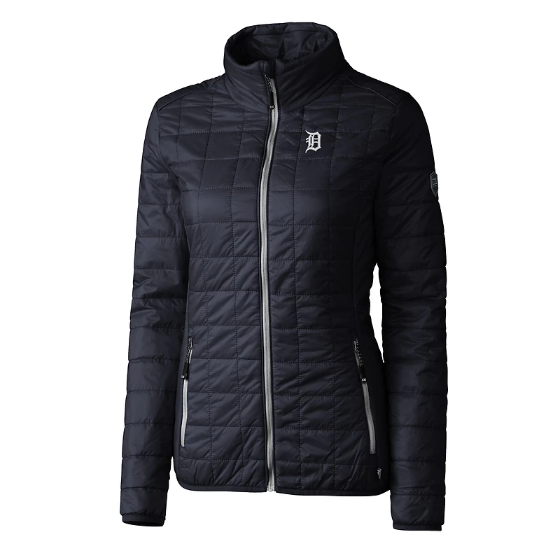 Women's Cutter & Buck Navy/Silver Detroit Tigers Rainier PrimaLoft Eco Insulated Full-Zip Puffer Jacket