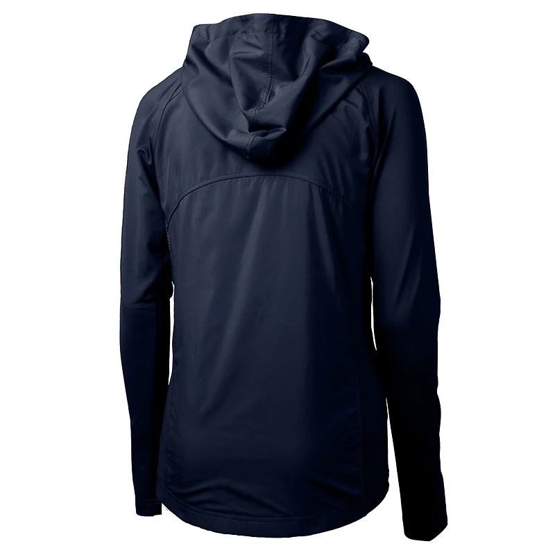 Sweat à capuche hybride recyclé entièrement zippé en tricot écologique Adapt pour femme, bleu marine, avec logo Americana des Detroit Tigers, Cutter & Buck
