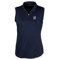 Polo sans manches extensible DryTec Forge pour femme, bleu marine, avec logo Americana des Detroit Tigers, Cutter & Buck