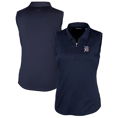 Polo sans manches extensible DryTec Forge pour femme, bleu marine, avec logo Americana des Detroit Tigers, Cutter & Buck