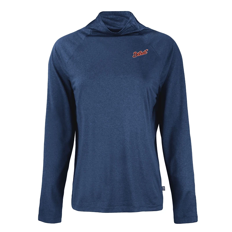 Pull-over à col cheminée raglan Coastline Epic Comfort Eco recyclé pour femme, bleu marine, collection Cooperstown des Detroit Tigers de Cutter & Buck