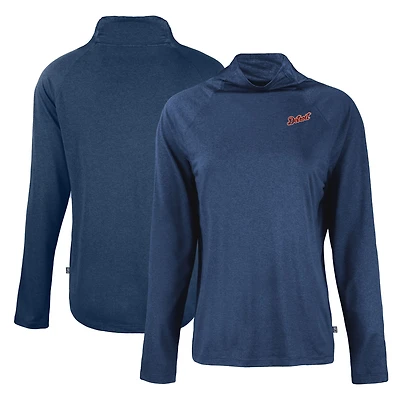 Pull-over à col cheminée raglan Coastline Epic Comfort Eco recyclé pour femme, bleu marine, collection Cooperstown des Detroit Tigers de Cutter & Buck