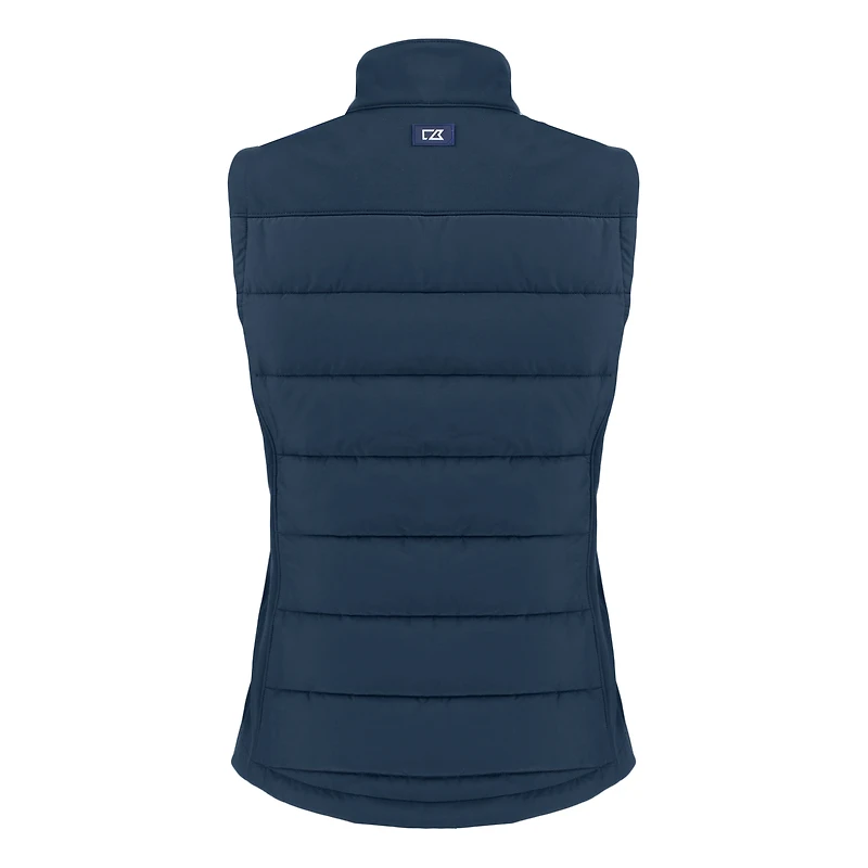 Women's Cutter & Buck  Navy Detroit Tigers Evoke Hybrid Eco Softshell Recycled Full-Zip Vest