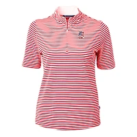 Women's Cutter & Buck Red Detroit Tigers Virtue Eco Pique Stripe Recycled Quarter-Zip Pullover Top