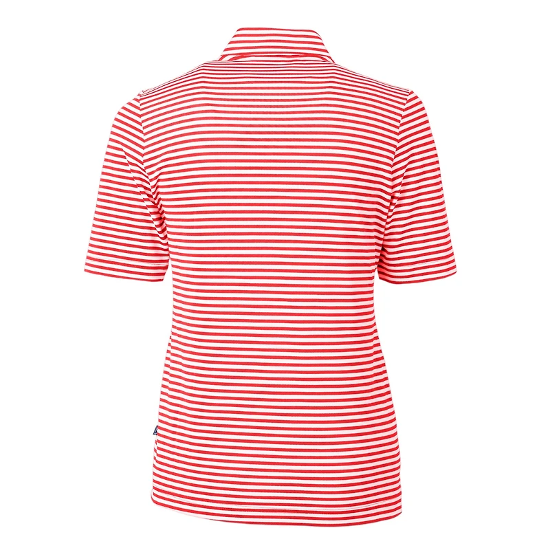 Women's Cutter & Buck Red Detroit Tigers Virtue Eco Pique Stripe Recycled Quarter-Zip Pullover Top