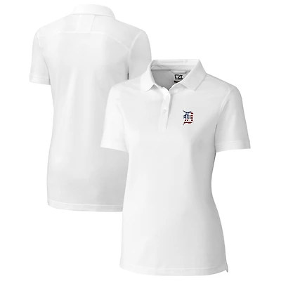 Polo piqué Advantage DryTec Tri-Blend pour femme, blanc, avec logo Americana des Detroit Tigers, Cutter & Buck
