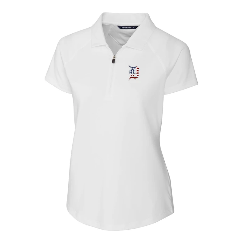 Polo extensible DryTec Forge blanc pour femme avec logo Americana des Detroit Tigers Cutter & Buck