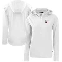 Women's Cutter & Buck  White Detroit Tigers Daybreak Eco Recycled Half-Zip Hoodie