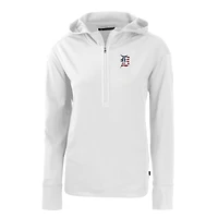 Sweat à capuche demi-zip écologique recyclé Daybreak des Detroit Tigers pour femme, blanc, Cutter & Buck