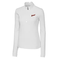 Pull-over blanc à fermeture éclair quart de tour pour femme Cutter & Buck des Detroit Tigers Traverse Stretch