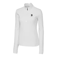 Pull-over blanc à fermeture éclair quart de tour pour femme Cutter & Buck des Detroit Tigers Traverse Stretch