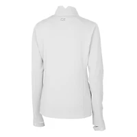 Pull-over blanc à fermeture éclair quart de tour pour femme Cutter & Buck des Detroit Tigers Traverse Stretch