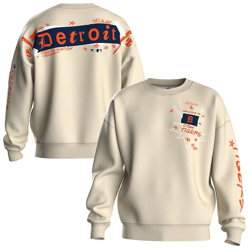 Women's Fanatics  Beige Detroit Tigers Graffiti Fleece Sweatshirt