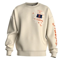 Sweat-shirt polaire beige à graffiti des Detroit Tigers pour femme de la marque Fanatics