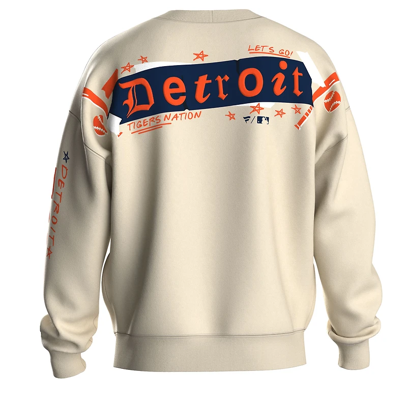 Women's Fanatics  Beige Detroit Tigers Graffiti Fleece Sweatshirt