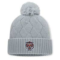 Bonnet tricoté gris Detroit Tigers pour femme, avec pompon, de la marque Fanatics.