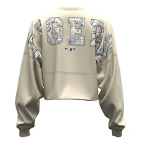 Women's Fanatics  Light Beige Detroit Tigers Spirit Floral Script Cropped Long-Sleeve T-Shirt