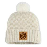 Women's Fanatics  Natural Detroit Tigers Matchstick Cuffed Knit Hat with Pom