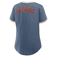 Women's Fanatics Navy Detroit Tigers Binge Worthy Stadium Slub V-Neck T-Shirt