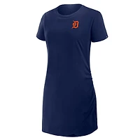 Robe t-shirt drapée froncée bleu marine Fanatics pour femme des Detroit Tigers