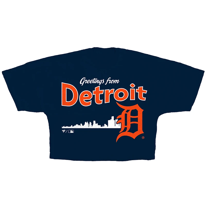 Women's Fanatics Navy Detroit Tigers Skyline Crop T-Shirt
