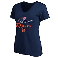 Women's Fanatics Navy Detroit Tigers USA 250 Years Plus V-Neck T-Shirt