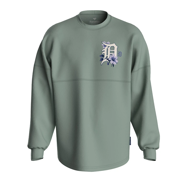 Women's Fanatics Sage Green Detroit Tigers Floral Spirit Jersey Long Sleeve T-Shirt