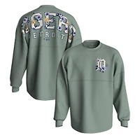 Women's Fanatics  Sage Green Detroit Tigers Floral Spirit Jersey Long Sleeve T-Shirt