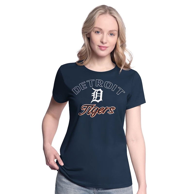 Ensemble t-shirt à manches courtes et longues G-III 4Her pour femme par Carl Banks bleu marine/gris chiné des Detroit Tigers