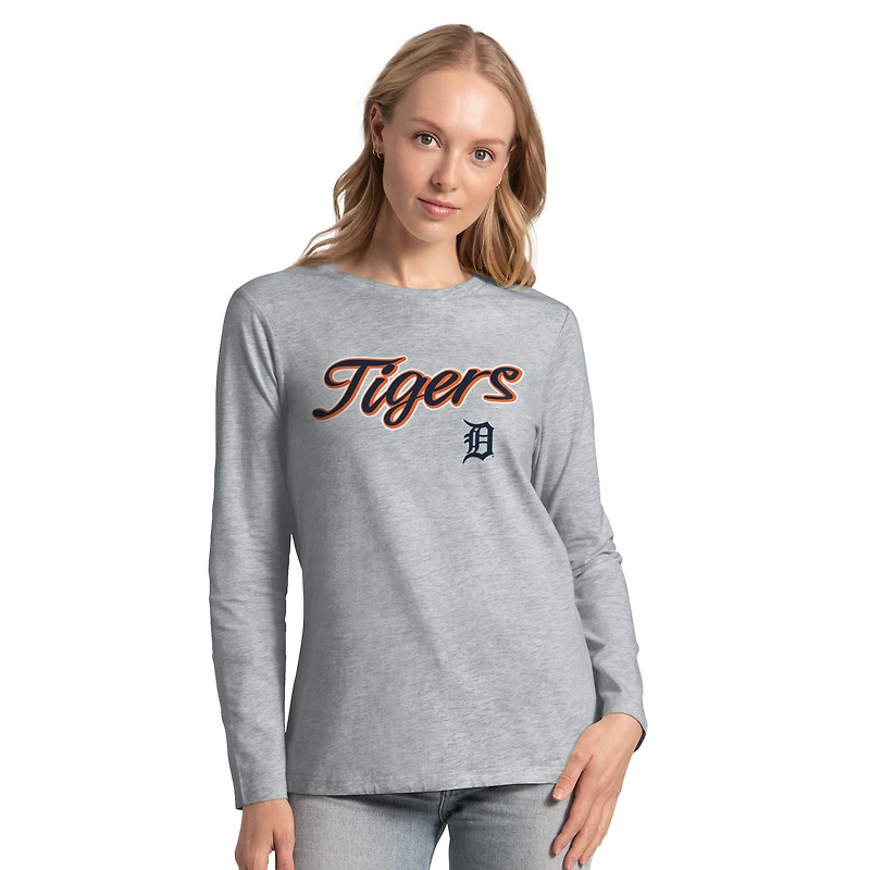 Ensemble t-shirt à manches courtes et longues G-III 4Her pour femme par Carl Banks bleu marine/gris chiné des Detroit Tigers