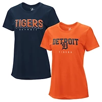 Women's G-III 4Her by Carl Banks  Navy/Orange Detroit Tigers Two T-Shirt Combo Pack