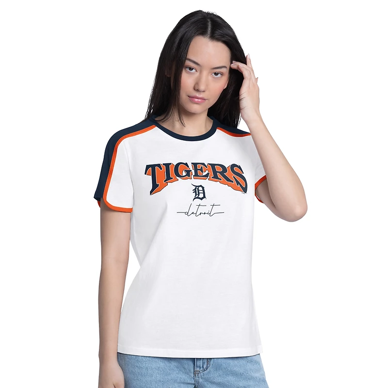 T-shirt mode G-III 4Her pour femmes par Carl Banks, blanc, Detroit Tigers, First Lane Fashion