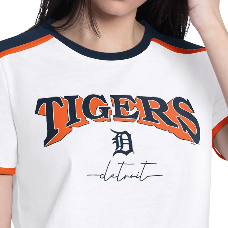 T-shirt mode G-III 4Her pour femmes par Carl Banks, blanc, Detroit Tigers, First Lane Fashion