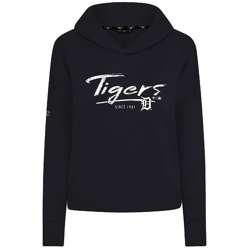 Sweat à capuche court noir Levelwear pour femme, Accolade Sweet Express, des Detroit Tigers, en mélange de trois