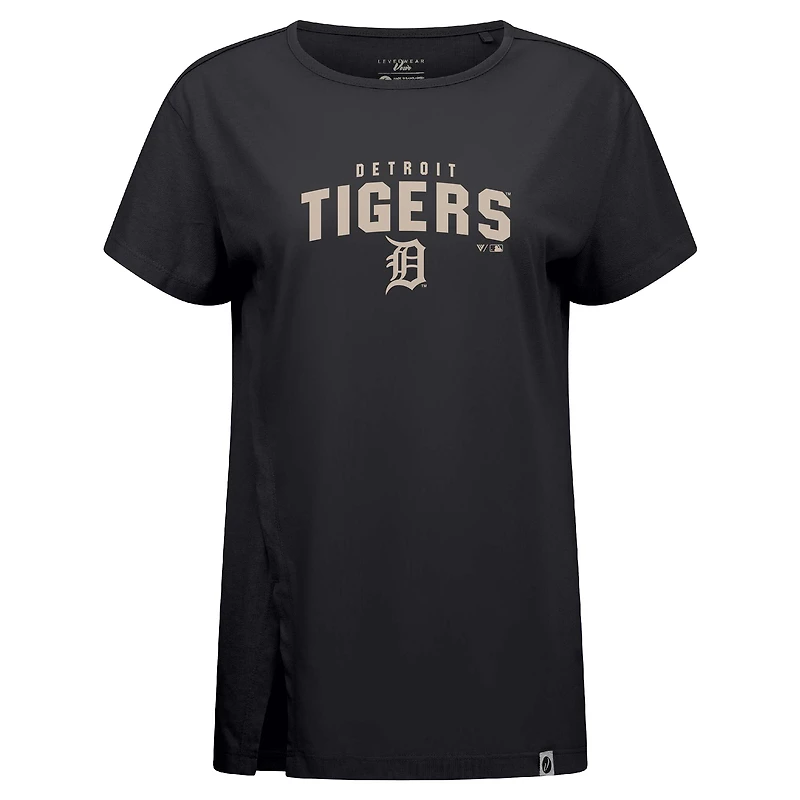 T-shirt noir Influx Team Arch pour femme des Detroit Tigers de Levelwear