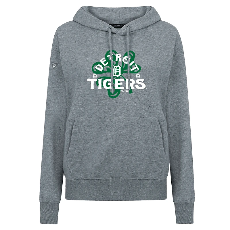 Sweat à capuche gris pour femme Detroit Tigers St. Patrick's Day Adorn Shamrock