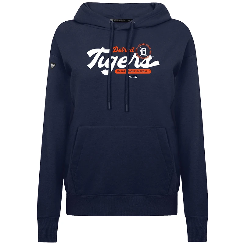Women's Levelwear Navy Detroit Tigers Accolade Adorn Monument Pullover Hoodie
