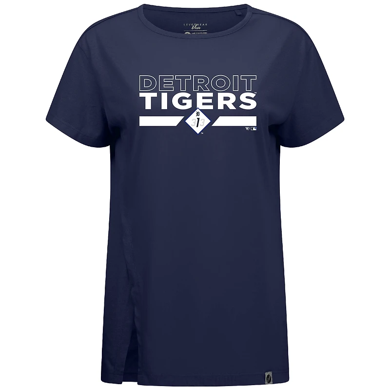 T-shirt bleu marine pour femme Levelwear City Connect Influx No Hitter des Detroit Tigers