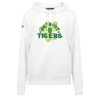 Sweat à capuche blanc pour femme avec imprimé trèfle de la Saint-Patrick des Detroit Tigers Levelwear