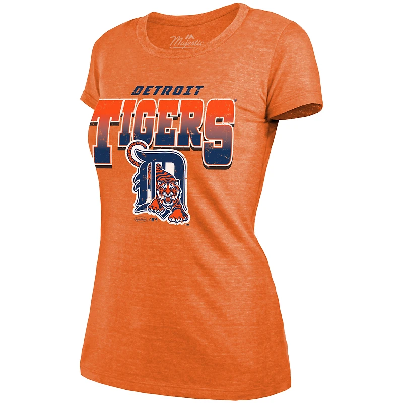 T-shirt tri-mélange orange et kaki Wacky Co-op pour femme de Majestic Threads, Tigers Detroit