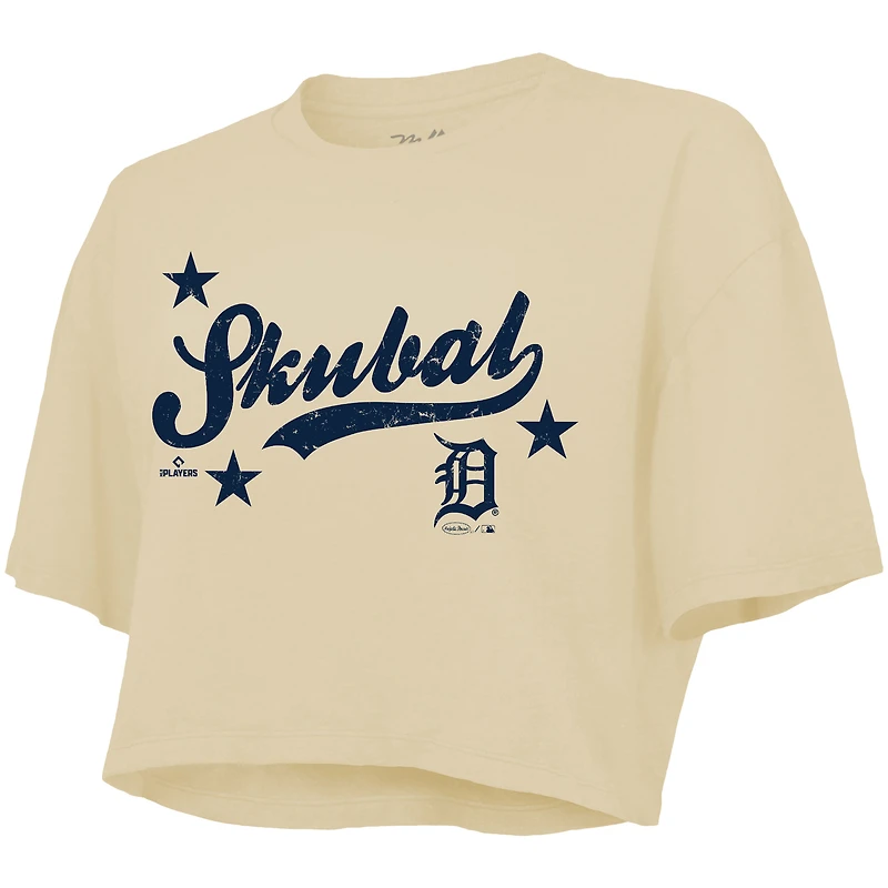 Women's Majestic Threads Tarik Skubal Cream Detroit Tigers Boxy Crop Top