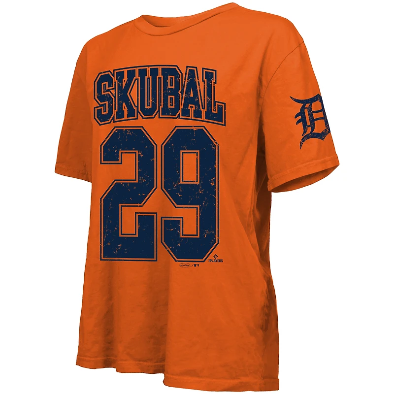 T-shirt surdimensionné pour femme Majestic Threads Tarik Skubal orange avec nom et numéro des Detroit Tigers