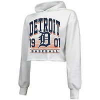 Women's Majestic Threads White Detroit Tigers Cropped Have A Field Day Tri-Blend Hoodie