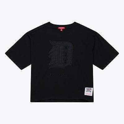 Women's Mitchell & Ness Black Detroit Tigers Cooperstown Collection Phantom Cropped T-Shirt