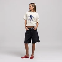 Women's Mitchell & Ness  Cream Detroit Tigers Cooperstown Yacht Rock Boxy Cropped T-Shirt