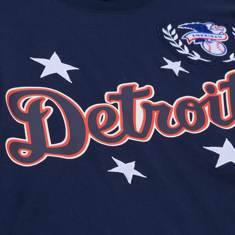T-shirt court et carré Mitchell & Ness bleu marine Detroit Tigers pour femme