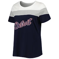 Women's Navy/Heather Gray Detroit Tigers Plus Colorblock T-Shirt