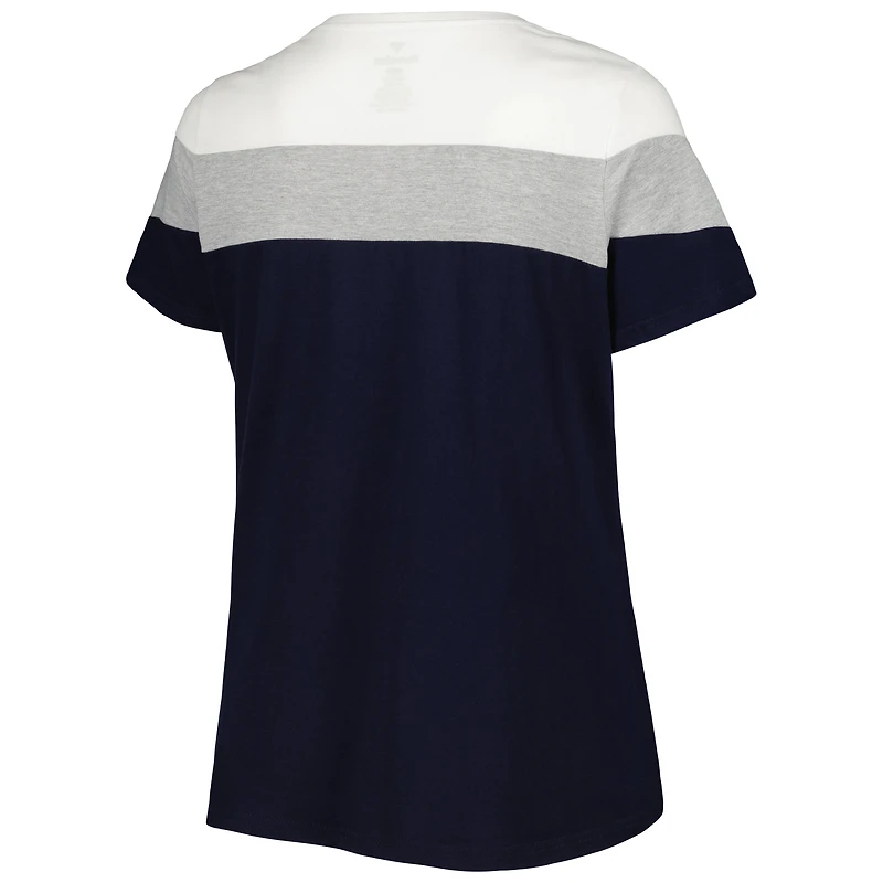 Women's Navy/Heather Gray Detroit Tigers Plus Colorblock T-Shirt