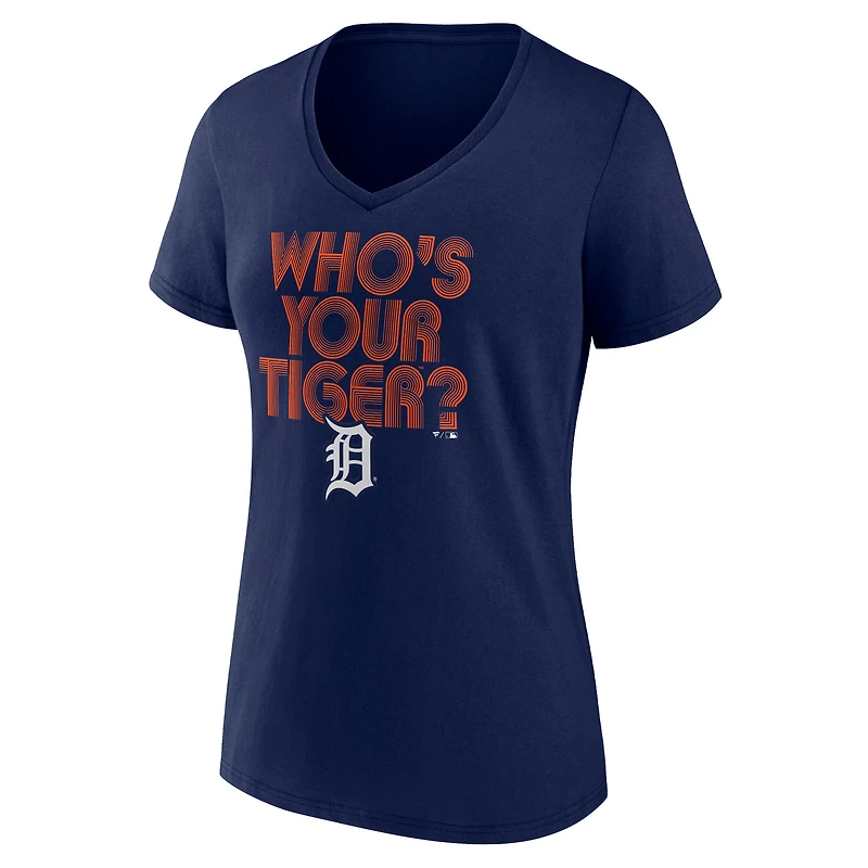 T-shirt à col en V graphique Detroit Tigers bleu marine pour femmes