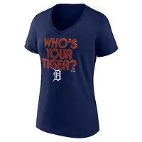 T-shirt à col en V graphique Detroit Tigers bleu marine pour femmes